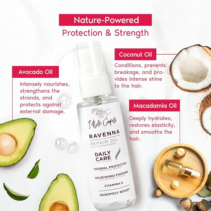 Ravenna Hair Straightening Kit – Organic Hair B-tox & Repair Oil – Anti-Frizz, Intense Hydration, Shine – Formaldehyde-Free – B-otox Hair Treament For All Hair Types (2-Pack)