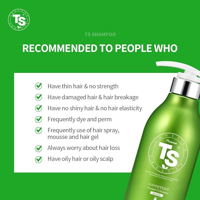 Premium TS Shampoo 10.6 fl oz / 300g for hair loss prevention, Anti-Thinning Biotin Shampoo, Korean shampoo, Natural Daily Routine