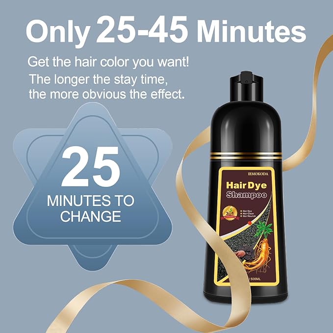 Black Hair Dye, Hair Dye Shampoo for Women & Men, Color Shampoo Hair Dye, Shampoo Para Pintar El Cabello 16.9 Fl Oz, Safe and Natural Champu Para Canas (Black)