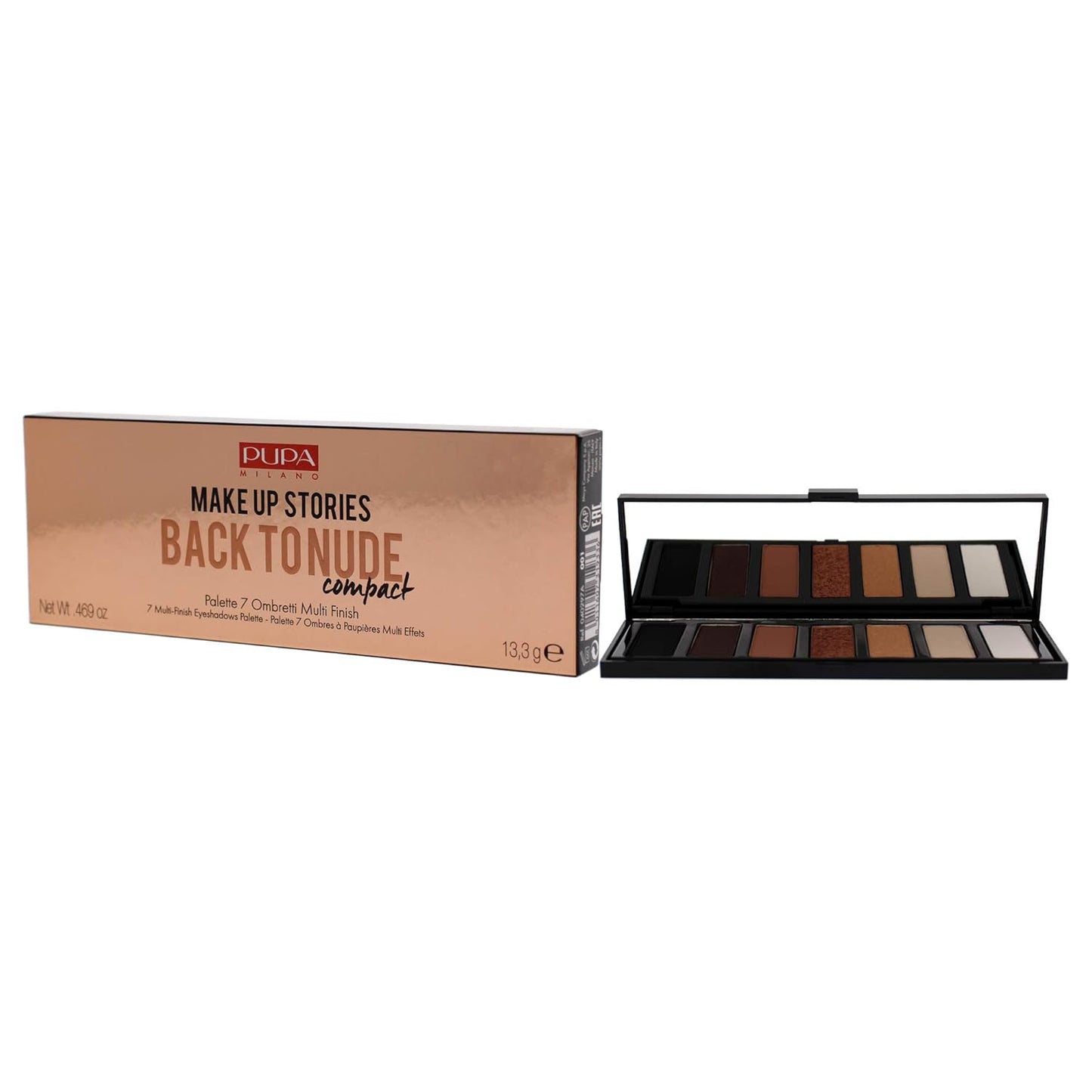 Pupa Milano Make Up Stories Eyeshadow Palette 001 Back To Nude - 7-Shade Shadow Collection with Matte, Satin, and Metallic Color Options - High Pigment Formula - Soft, Blendable Texture - 0.469 oz