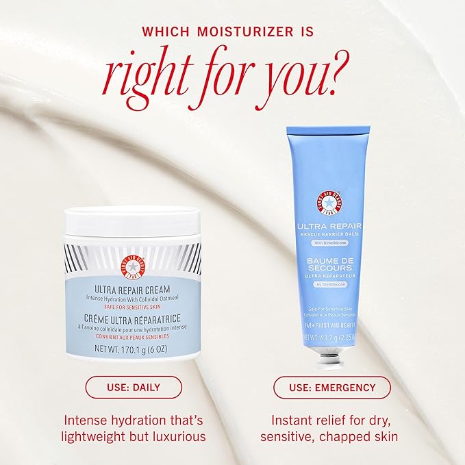 First Aid Beauty - Ultra Repair Cream - Hydrating Face & Body Moisturizer - Whipped Colloidal Oatmeal Clinically Proven to Strengthen Skin Barrier in 7 Days - Helps Relieve Eczema, 6oz Plus 1oz Tube