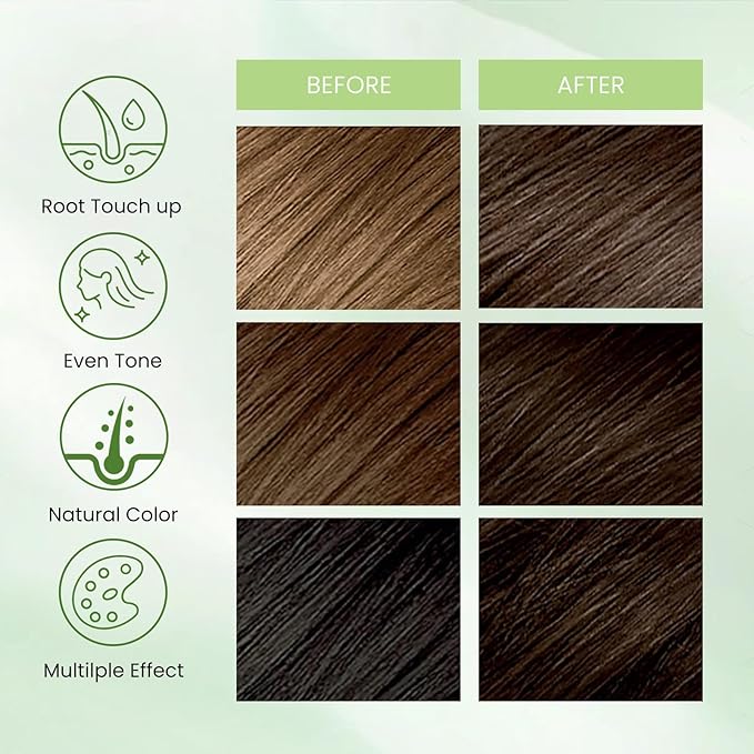Brown Hair Dye Shampoo 3 in 1, Instant Natural Hair Color Shampoo 100% Gray Hair Coverage Champu Para Canas Mujer Dark Coffee, Lasting 3-4 Weeks & Easy to Use & All Hair Types & Root Touch Up, 500ml