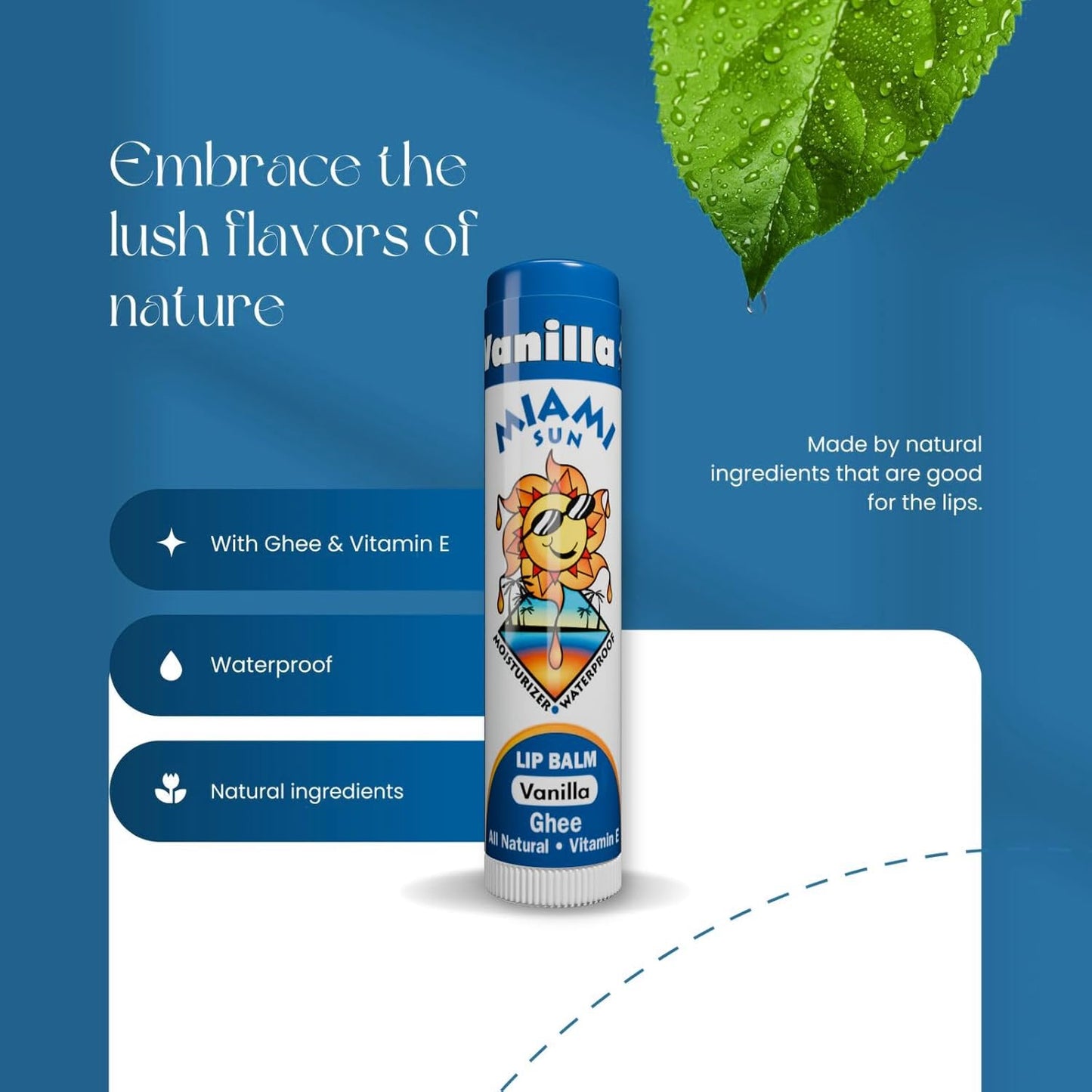 Miami Sun Natural Ghee Lip Balm, Hydrating Lip Treatment with Shea Butter & Beeswax, Organic & Non-Toxic, Best for Dry, Chapped Lips - Moisturizing, Healing, Chemical-Free Care (Gift of 40, Variety)