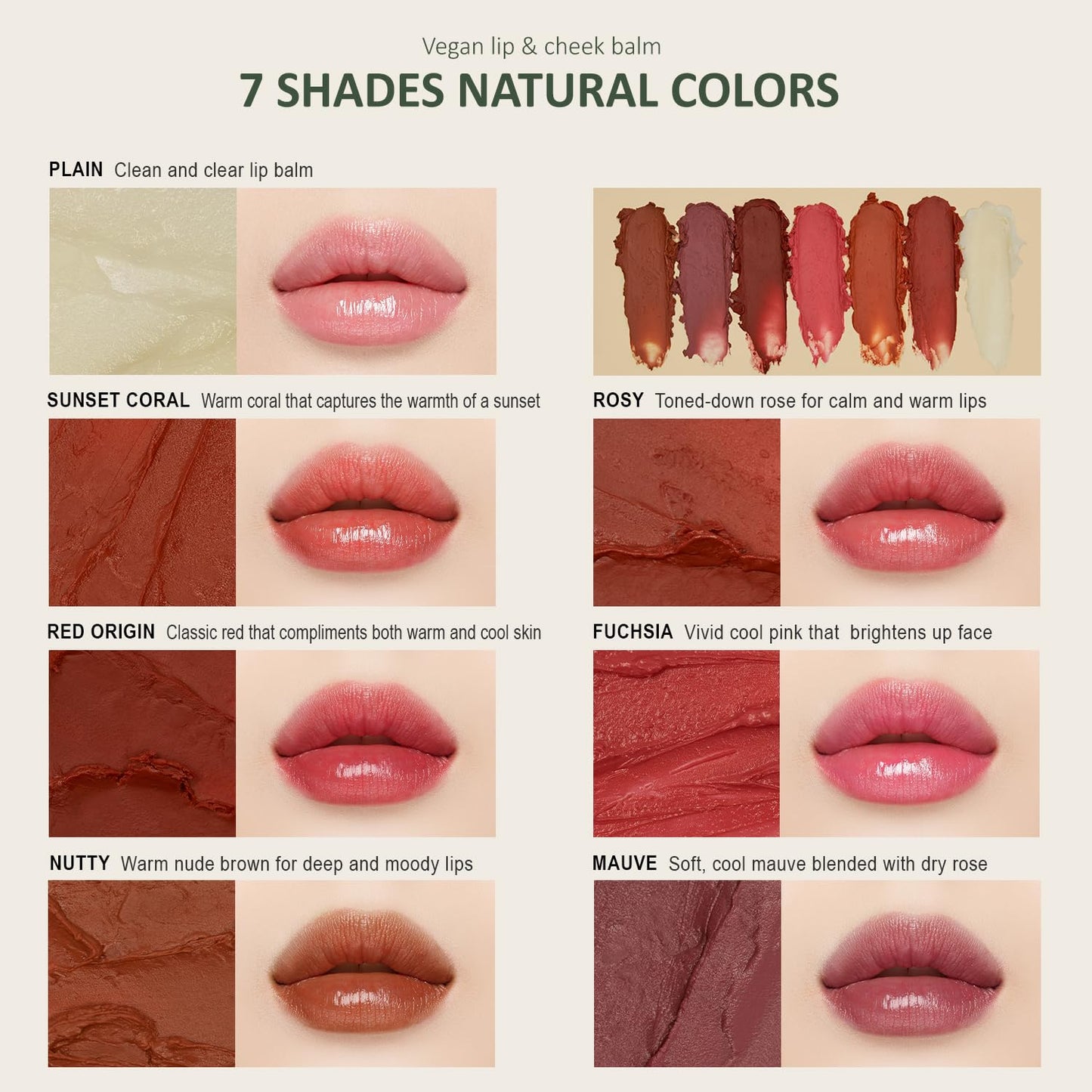 hersteller Nearby Recharging Lip Balm Vegan Butter Complex Intensive Moisturizing Treatment for Dry Lips and Cheek Natural Healthy Colors Plain