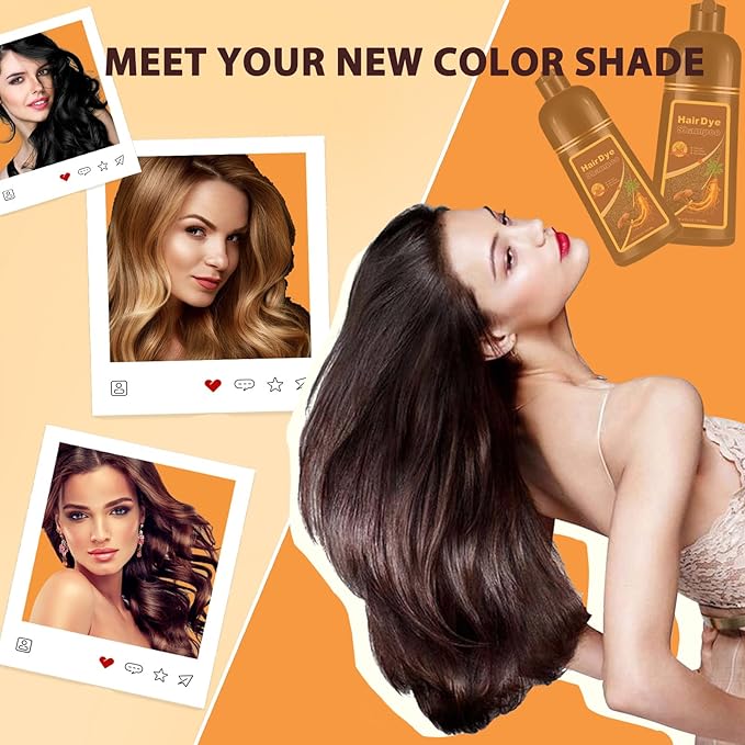 Hair Dye Shampoo 3 in 1, Long-Lasting Hair Color Shampoo with Herbal Ingredients, Instant Natural Color, Easy Application at home for Women Men 16.9 Fl Oz (Purple)