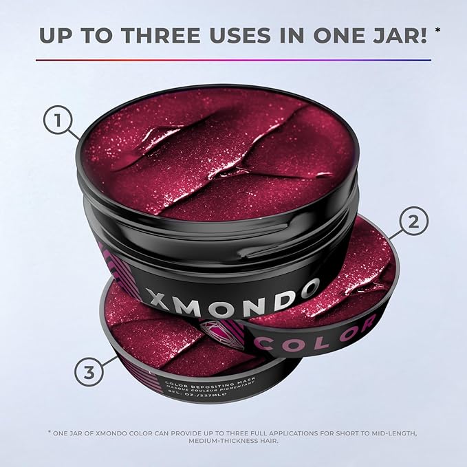 XMONDO Color Garnet Depositing Mask & Semi-Permanent Burgundy Hair Dye | Infused with Bond Booster Technology & Hyaluronic Acid for Nourishment, Revitalization & Repair, Vegan Formula, 8 Fl Oz 1-Pack