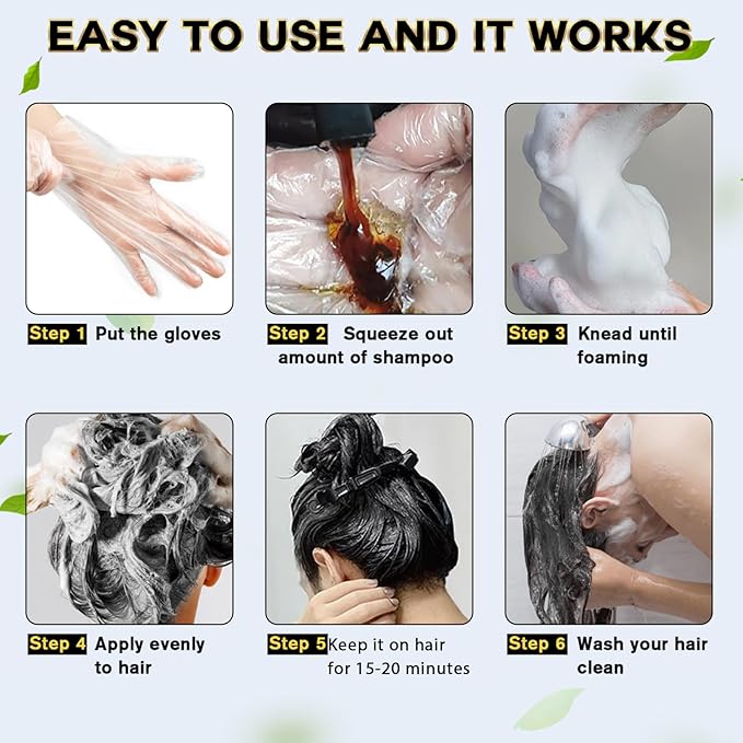 MEIDU Dark Brown Hair Dye Shampoo 3 in 1, Instant Hair Color Shampoo for Women Men, Herbal Ingredients Coloring in Minutes 500ML