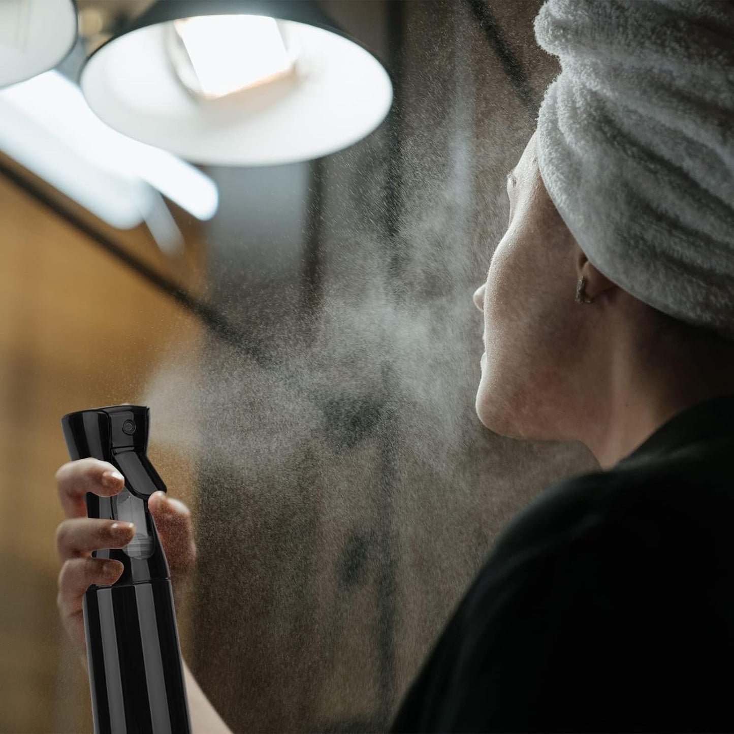 Spray Bottle for Hair (10.15OZ /300ML) Continuous Ultra Fine Mist Sprayer for Hair, Salons, Barber, Plants, Skin Care, Cleaning Black