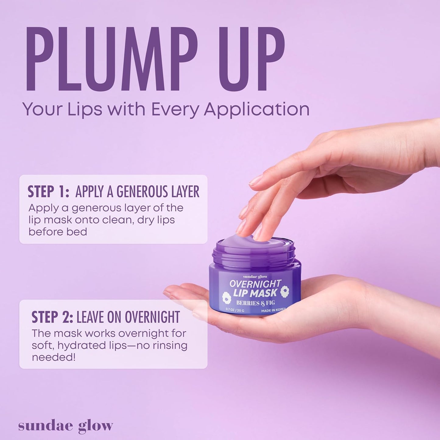 Berries & Fig Lip Mask - Dermatologist Tested, Anti-Aging, Korean Skin Care, Deep Hydration, Overnight Lip Repair - Non- GMO, Vegan, Clean Beauty, 95% Natural, Cruelty-Free - 1 Pack