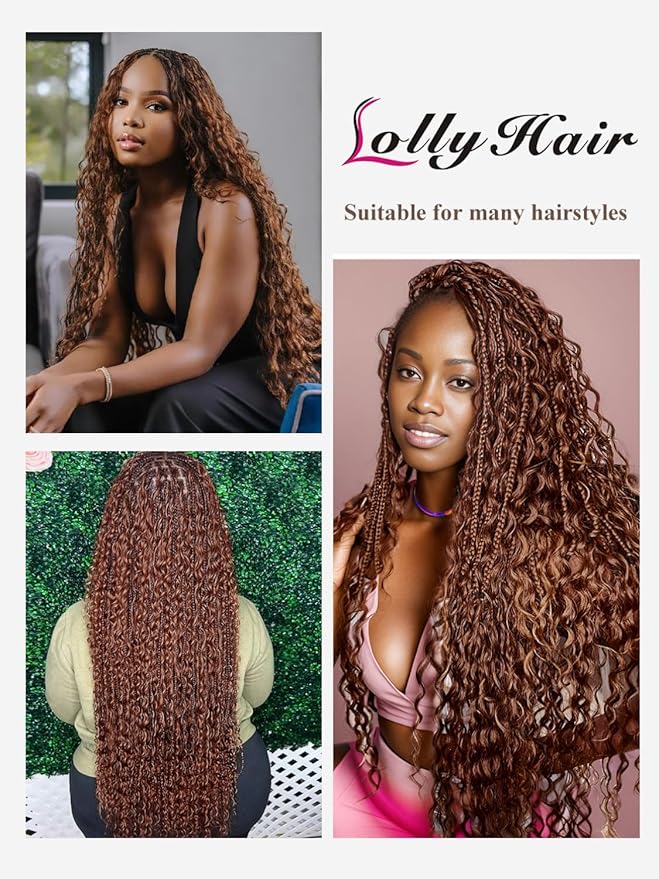 #27 Honey Blonde Human Braiding Hair for Boho Braids 2 Bundles 20 Inch 100g Deep Wave Braiding Hair for Bohemian Knotless Braids 100% Unprocessed Virgin Bulk Hair Extensions No Weft
