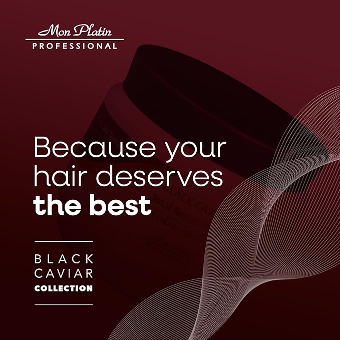 Mon Platin Professional Hair Conditioning Mask, Black Caviar Total Repair, 500ML, For Straightened Hair, Intensive Recovery, Deep Conditioning, SLS/Salt Free