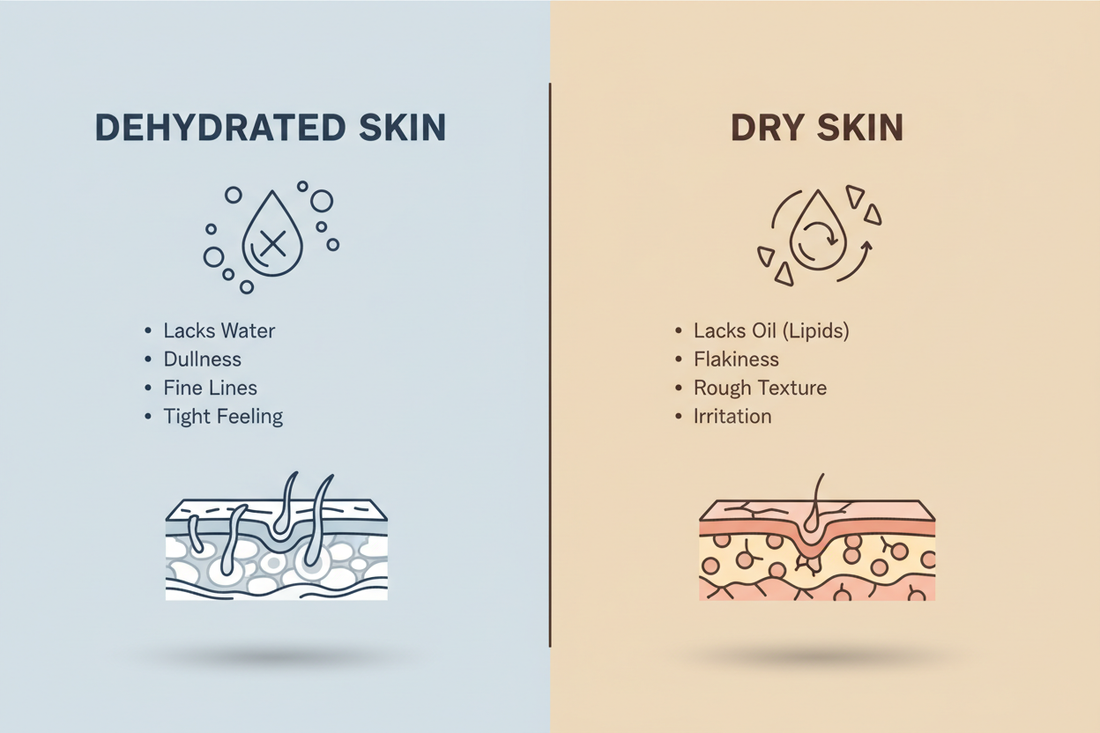 **💧 Dehydrated Skin vs Dry Skin