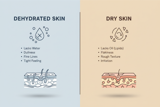 **💧 Dehydrated Skin vs Dry Skin