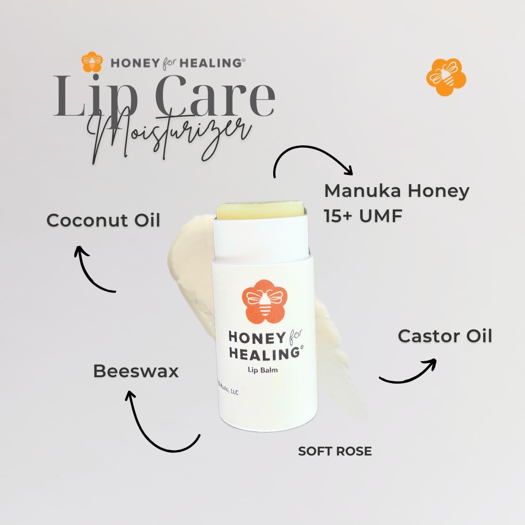 Manuka Honey Lip Balm 15+ UMF – Ultra-Hydrating Formula with Beeswax, Castor Oil & Organic Coconut Oil | 12+ Hour Moisture | Eco-Friendly Recyclable Tube | 0.25 oz / 7 g (Natural)