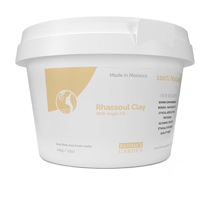 Fatima's Garden Rhassoul Clay with Argan & Eucalyptus - Detox & Soften, 425g