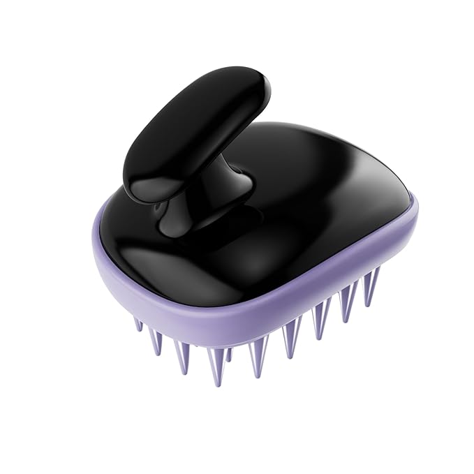 2-in-1 Scalp Massager Shampoo Brush,Scalp Scrubber, Exfoliator Brush for Removing Dandruff & Hair Growth,Detangling Scrubber for Wet or Dry Hair (Black Purple)