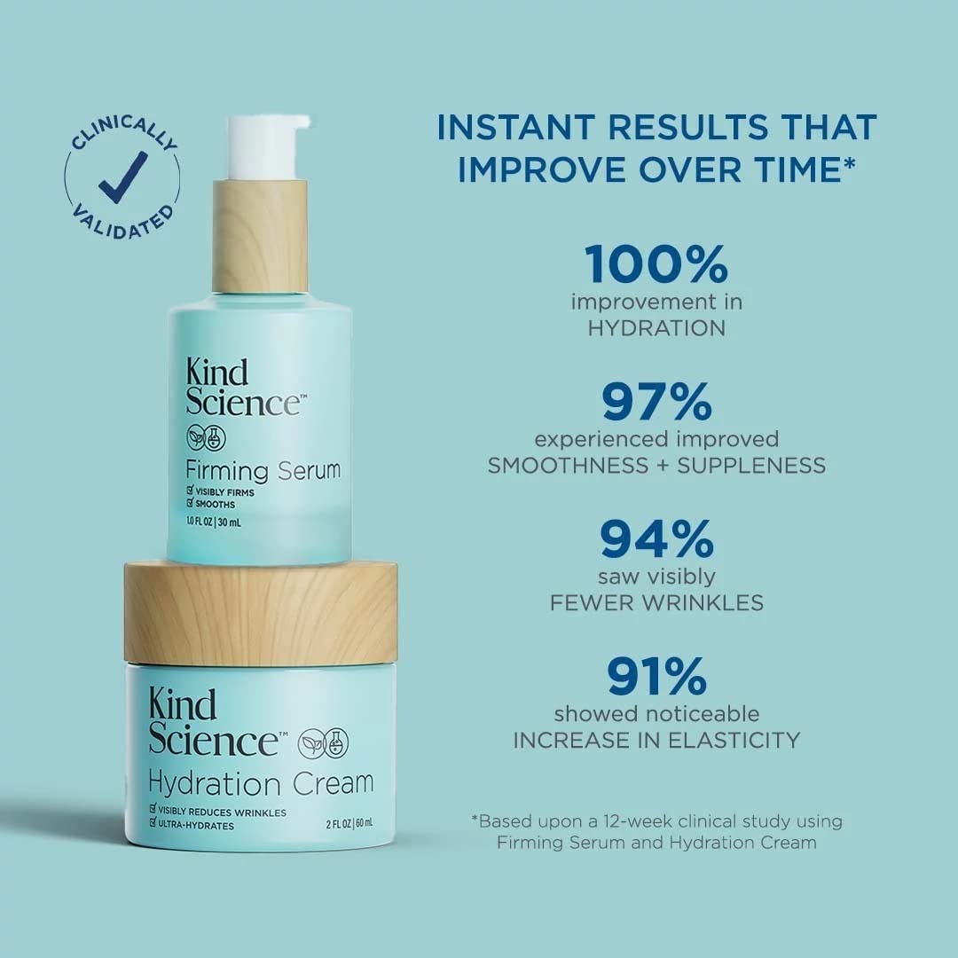 Kind Science Hydration Cream - Moisturizer Face Cream For Women - Anti Aging for Day and Night - Visibly Reduces Wrinkles, Improves Smoothness & Elasticity - Fragrance Free, Cruelty Free, 2 oz