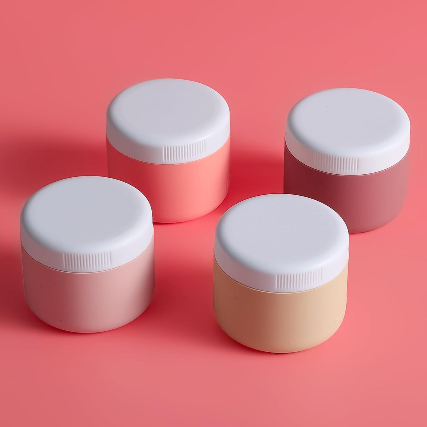 Travel Containers for Toiletries, Silicone Cream Jars BPA-Free, Leak-proof 3oz Travel Size Containers, Portable Size Silicone Jars with Lid for Cosmetic Face Hand Body Cream (4 Pack)