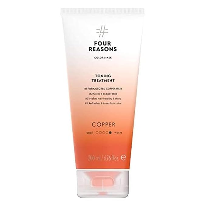 Four Reasons Color Mask - Copper - (27 Colors) Toning Treatment, Color Depositing Conditioner, Tone & Enhance Color-Treated Hair - Semi Permanent Hair Dye, Vegan and Cruelty-Free, 6.76 fl oz