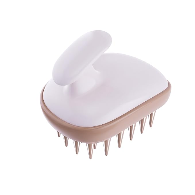 Scalp Massager Shampoo Brush,Scalp Scrubber,Exfoliator for Removing Dandruff & Hair Growth,Detangling Scrubber for All Hair(WhiteBrown)