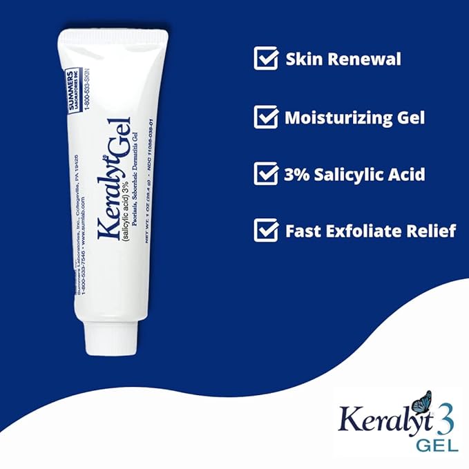 3% Salicylic Acid Gel - Exfoliating Moisturizing Skin Gel - Promotes Relief from Itchy, Redness, Dryness, Roughness, and Flakey Skin from Psoriasis, Eczema, Acne, Dermatitis
