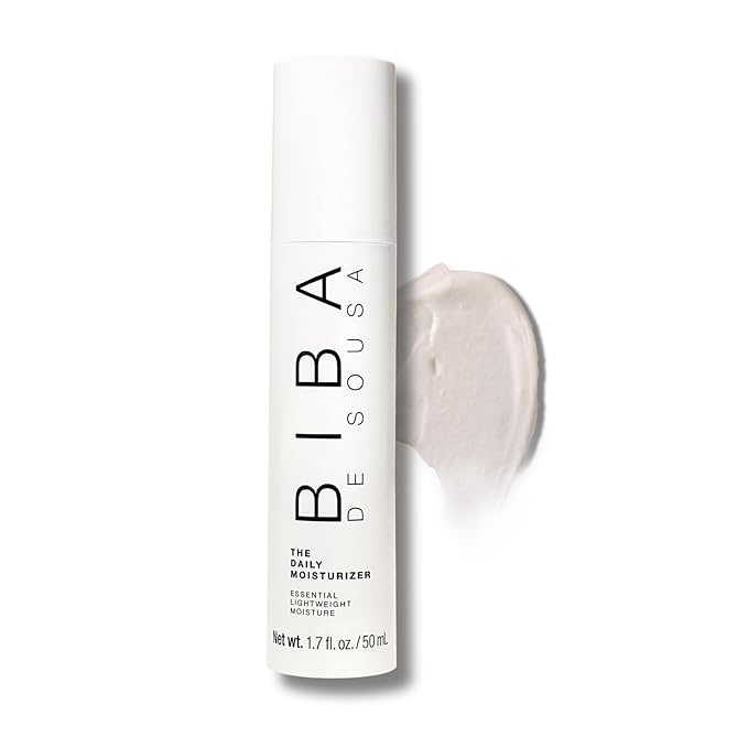 Biba De Sousa The Daily Moisturizer - Essential Hydration for All Skin Types - Non-comedogenic & Light Formula with Squalane & Vitamin C- Safe for Oily & Acne-Prone Skin (1.7 Ounce)