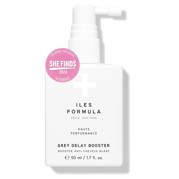 ILES FORMULA Grey Delay Booster – Anti-Gray Leave-In Hair Treatment, Prevents Premature Graying & Stimulates Melanin Production, Plant-Based w/Chios Mandarin & Matsutake Mushroom, 1.7 fl oz (50 ml)