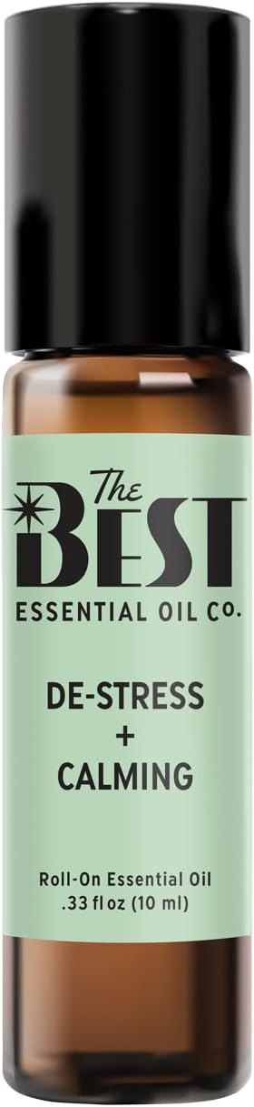 The Best De-Stress + Calming Essential Oil Roll-On Blend- Premium Grade- Pre-Diluted in Coconut Oil- Ready to Use- 10 ml (.33 fl oz)