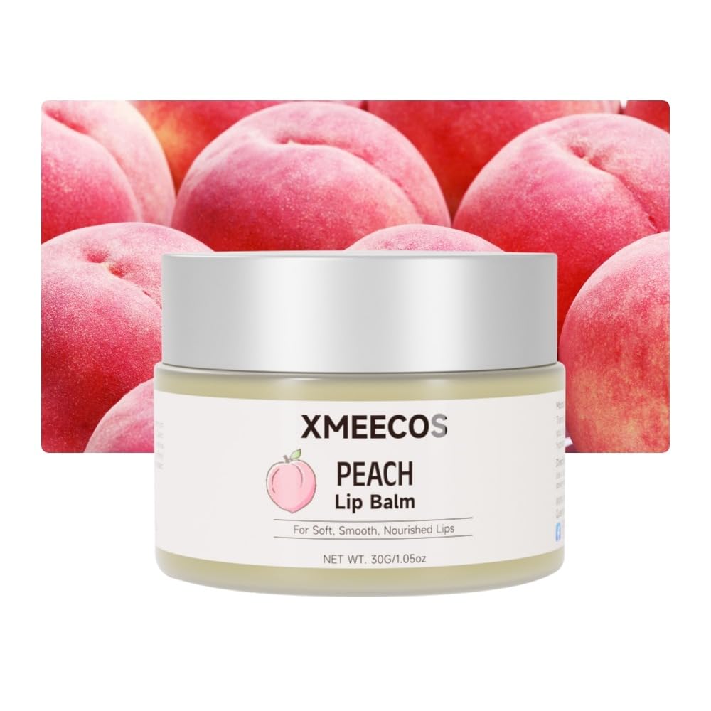 Beeswax lip balm with rose and jasmine, kiwi, strawberry, peach, cherry extract bee friendly 100% Natural for men and women, cruelty free moisturizing (30 Grams, Peach)