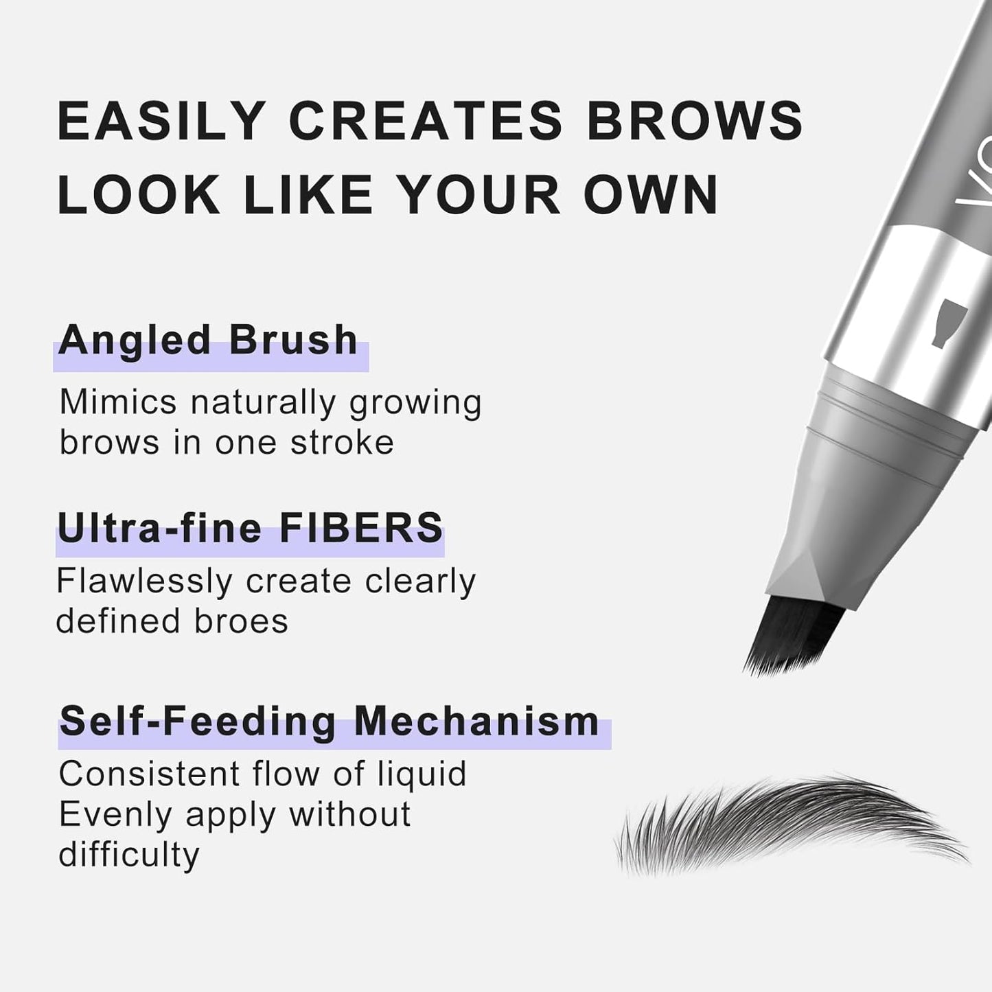 Quik Eyebrow Pen, Microblading Eyebrow Pencil, Brow-Fection Angled Brush Upgraded Dip, Long Lasting Smudge Proof, Easy to Color, Soft Black