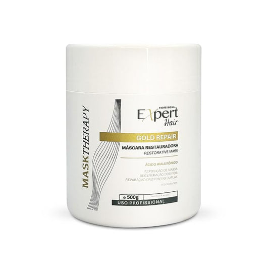 Expert Hair Gold - Restorative Hyaluronic Acid Mask to Repair Damaged Hair, Combat Dryness, Frizz & Split Ends (500g/17.6 Fl Oz)