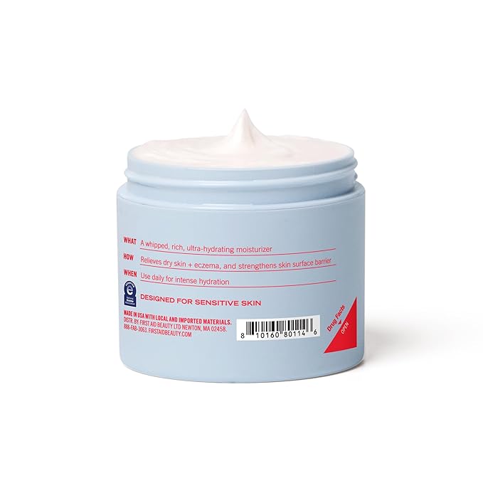 First Aid Beauty - Ultra Repair Cream - Intense Hydration Face & Body Moisturizer - Whipped Colloidal Oatmeal Clinically Proven to Strengthen Skin Barrier in 7 Days - Helps Relieve Eczema, 6 oz