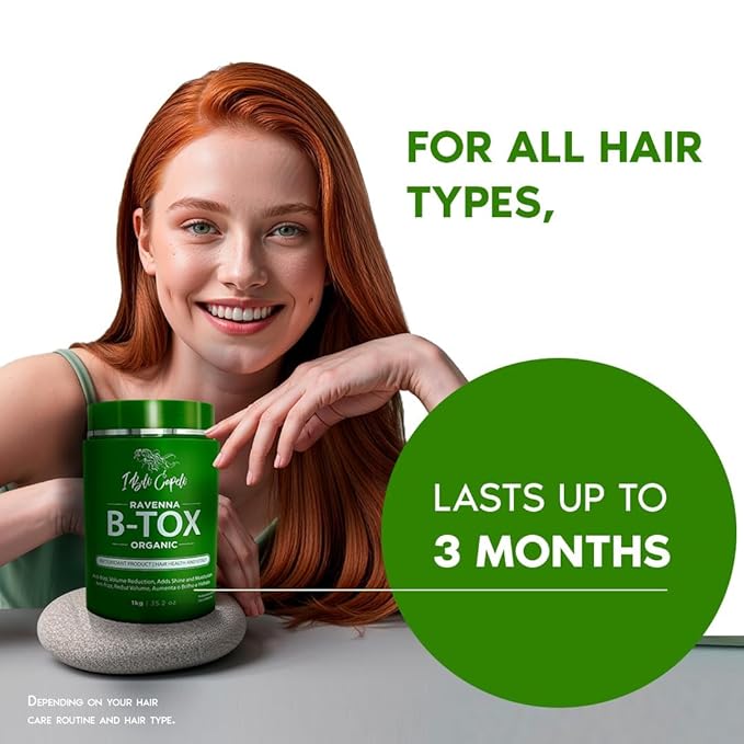 Ravenna Hair Straightening Kit – Organic Hair B-tox & Repair Oil – Anti-Frizz, Intense Hydration, Shine – Formaldehyde-Free – B-otox Hair Treament For All Hair Types (2-Pack)