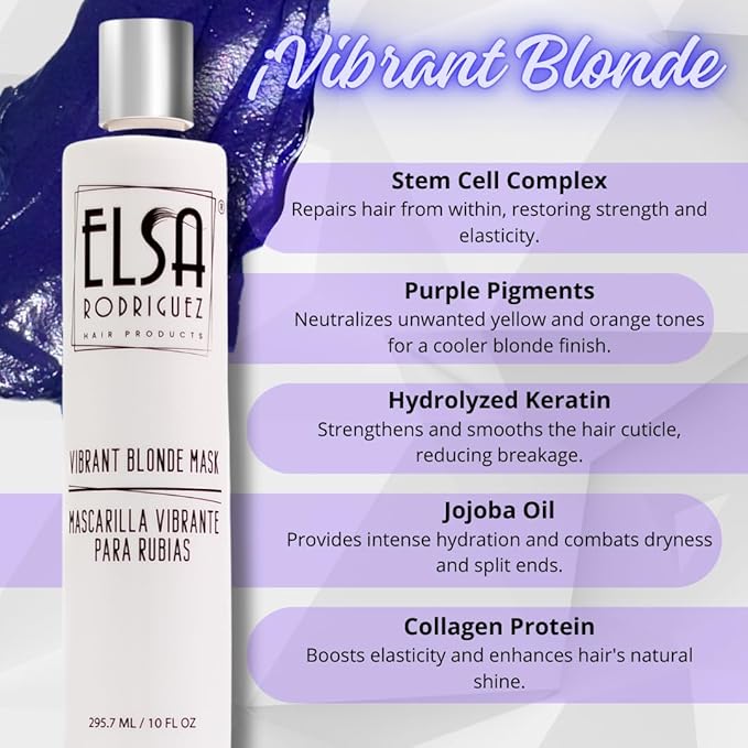 Vibrant Blonde masks hair, hair toner for blonde, purple hair mask, hydrating mask hair toning gloss, color treated hair mask, treatment highlights hair blonde,10 Oz (285 ml)