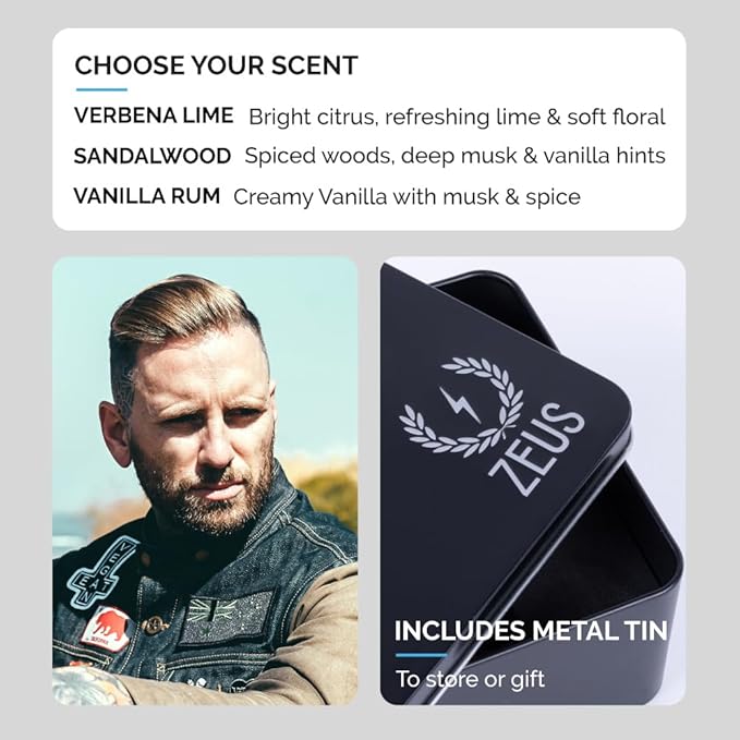 ZEUS Starter Beard Wash & Beard Oil Kit for Men, Softens, Hydrates & Moisturizes Facial Hair, Promotes Healthy Growth & Shine (Made In USA) Verbena Lime