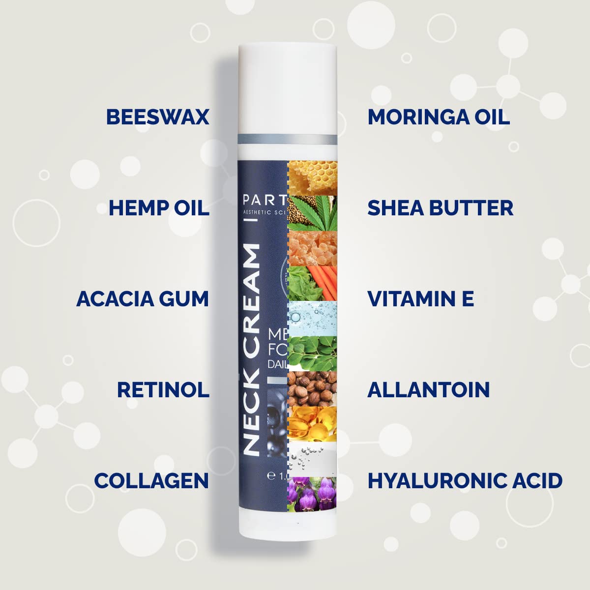 Particle Neck Cream for Men - Firming Cream, Lift and Moisturize The | Use on Saggy Skin or Turkey Anti Aging Triple Action with Collagen, Hyaluronic Acid, Retinol, 1 pack, 1.7 Fl Oz