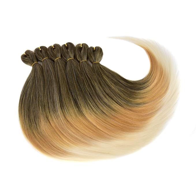 Liang Dian Pre-Stretched Braiding Hair 22 inch 6 packs Hot Water Setting Synthetic Hair Crochet Braiding Hair Extension (1B/27/613)