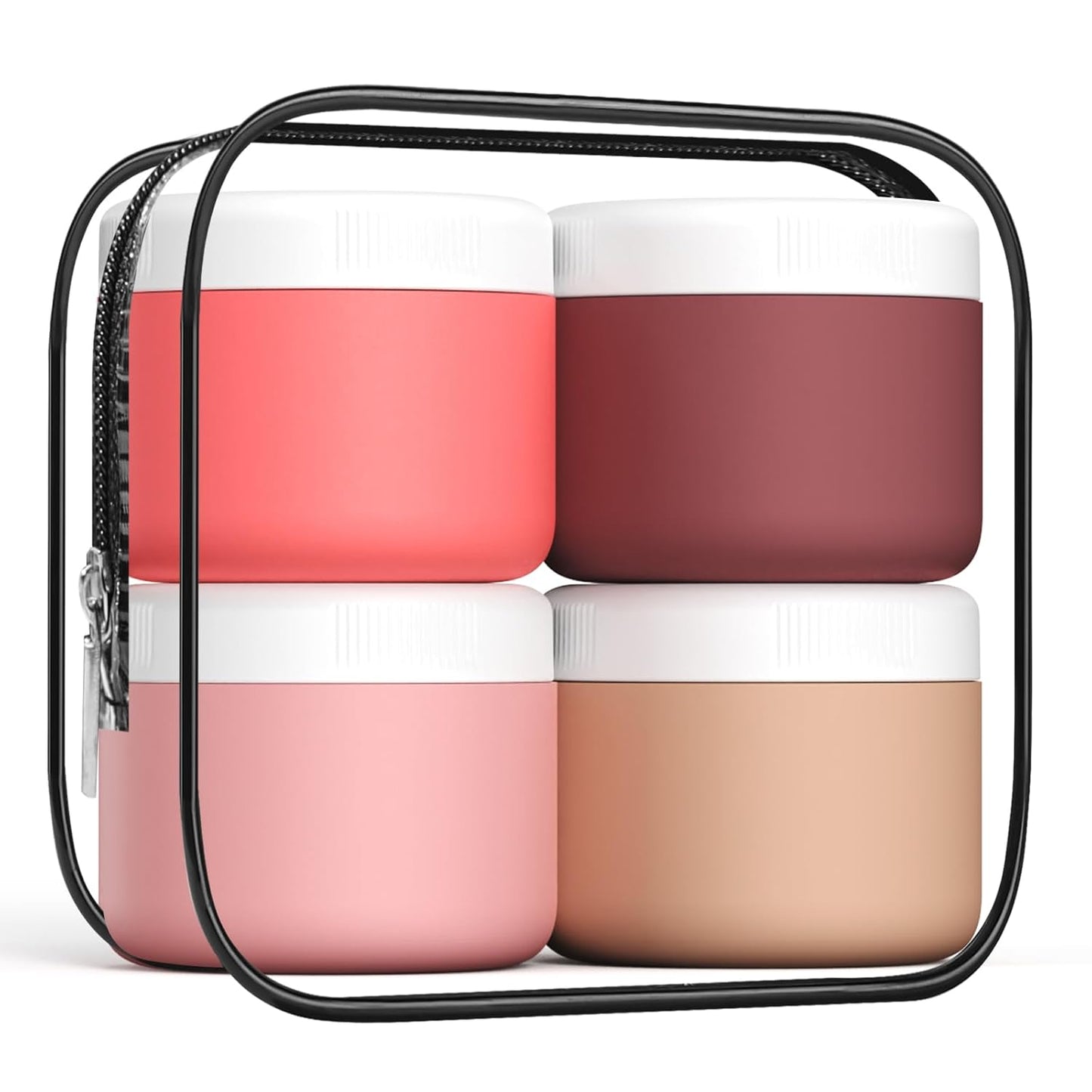 Travel Containers for Toiletries, Silicone Cream Jars BPA-Free, Leak-proof 3oz Travel Size Containers, Portable Size Silicone Jars with Lid for Cosmetic Face Hand Body Cream (4 Pack)