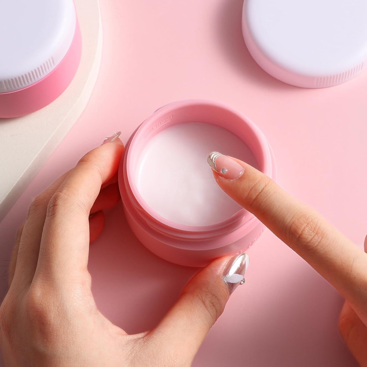 Travel Containers for Toiletries, Silicone Cream Jars BPA-Free, Leak-proof 2oz Travel Size Containers, Portable Size Silicone Jars with Lid for Cosmetic Face Hand Body Cream (4 Pack)