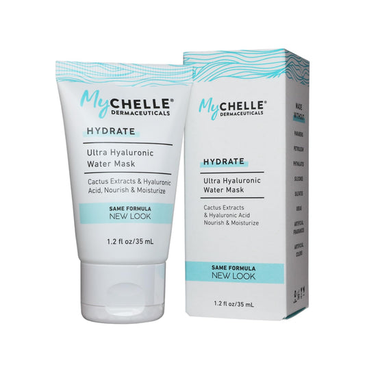 MyCHELLE Dermaceuticals Ultra Hyaluronic Water Mask (1.2 Fl Oz) - Rich Hydration for Dry Skin with Vegan Hyaluronic Acid, Help Plump Skin and Help Reduce Appearance of Fine Lines and Wrinkles