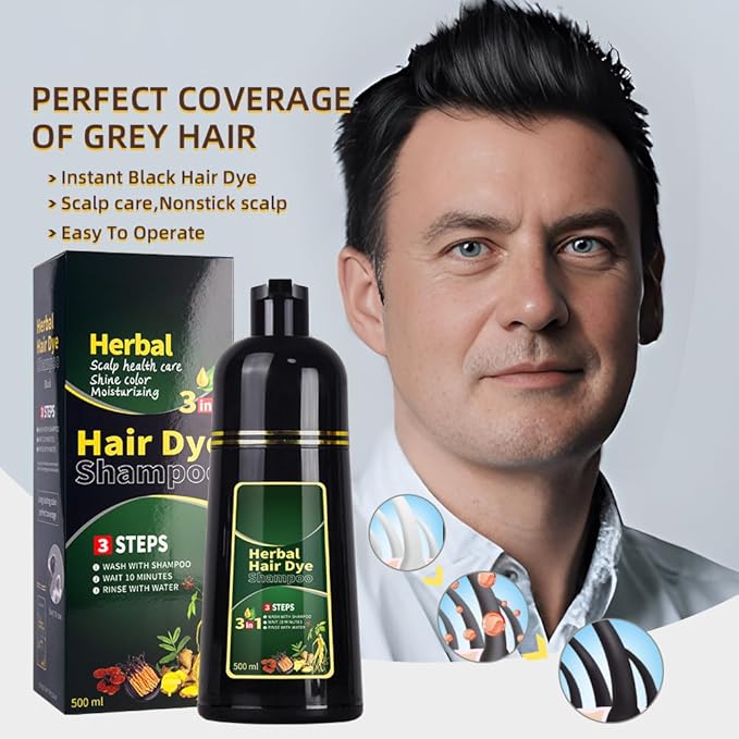 Chestnut brown Hair Dye Shampoo 3 in 1 Herbal Natural Dye Cover Gray, for Women/Men Hair Color for Grey Coverage (Chestnut brown)