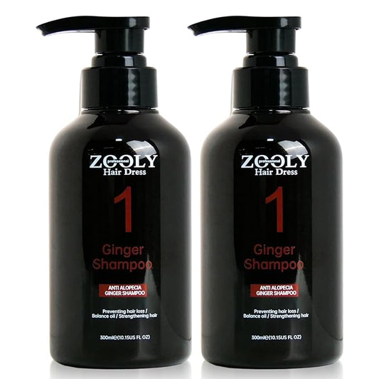 Ginger Shampoo with Zingiber Officinale Root, Preventing Hair Loss, for Men & Women, Scalp Therapy, 10.15 Fl Oz Each, Pack of 2