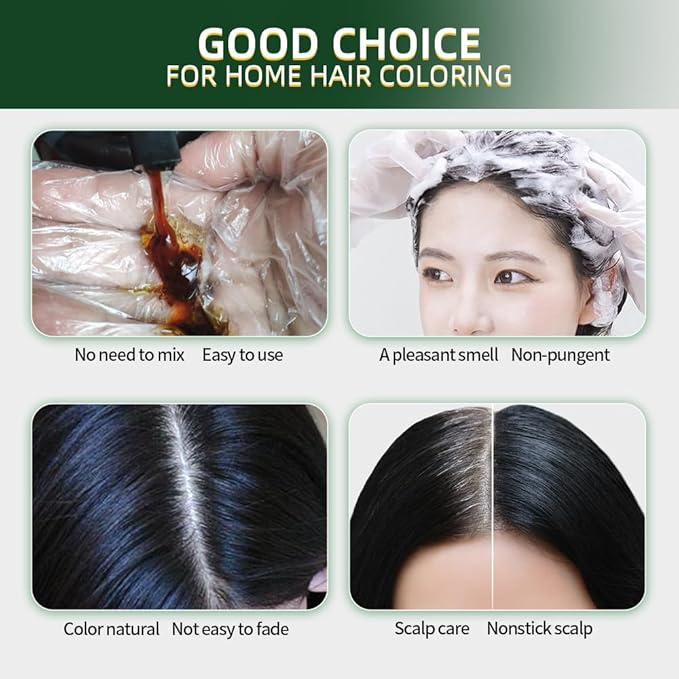 Wine Red Hair Dye Shampoo 3 in 1 Herbal Natural Dye Cover Gray, for Women/Men Hair Color for Grey Coverage (Wine Red)