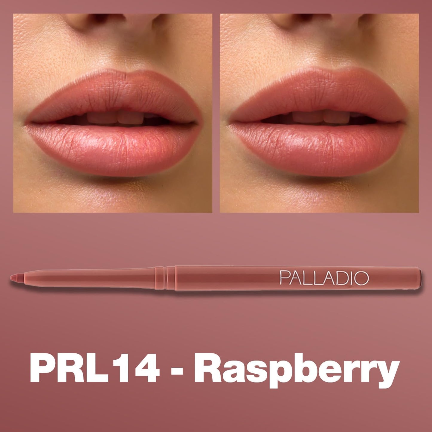 Palladio, Retractable Waterproof Lip Liner High Pigmented and Creamy Color Slim Twist Up Smudge Proof Formula with Long Lasting All Day Wear No Sharpener Required, Raspberry