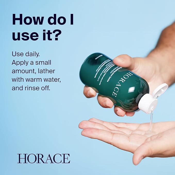 HORACE Beard Shampoo for Men - Sulphate-free Wash with Castor Oil - Gentle Beard Care for All Skin Types - Woody, Aromatic Scent, 250 ml