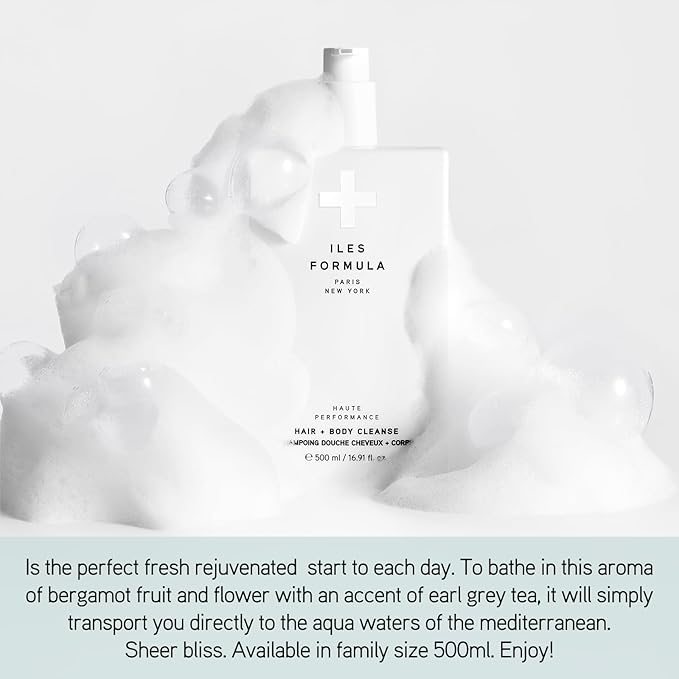 ILES FORMULA Haute Performance Hair + Body Cleanse Mini - Gently Cleanse & Nourish Hair & Body - Sulfate, Silicone & Paraben Free, (50 ML)