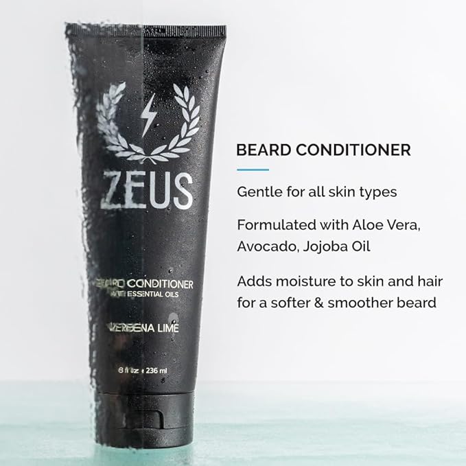 ZEUS Starter Beard Wash & Beard Oil Kit for Men, Softens, Hydrates & Moisturizes Facial Hair, Promotes Healthy Growth & Shine (Made In USA) Verbena Lime