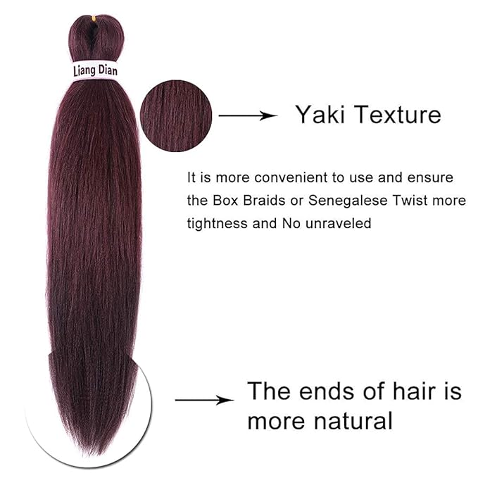 Liang Dian Pre-Stretched Braiding Hair 22 inch 6 packs Hot Water Setting Synthetic Hair Crochet Braiding Hair Extension (99J)