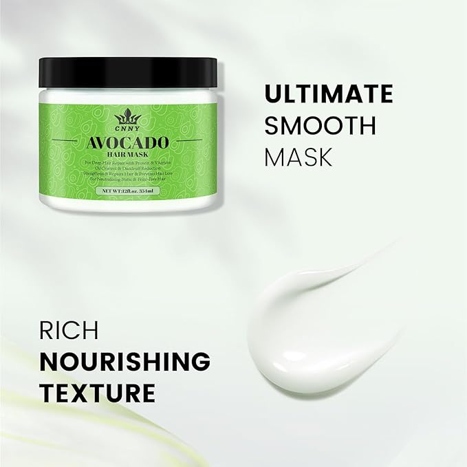 CNNY Avocado & Collagen Deep Repair Hair Mask - 12 oz, Intensive Moisture Conditioning Treatment for Dry Damaged Hair