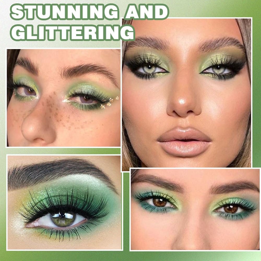 SUAKE Waterproof 9 Colors Shimmer Matte Eyeshadow Palette.Longwearing Highly Pigmented Glitter Eye Makeup Palet. Sparkle Pearlescent paleta de sombras 1# Gold Green